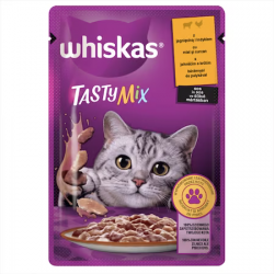 WHISKAS HRANA PISICI ADULTE 1AN+TASTY MIX MIEL/CURCAN IN SOS PLIC 85GR 28/BAX